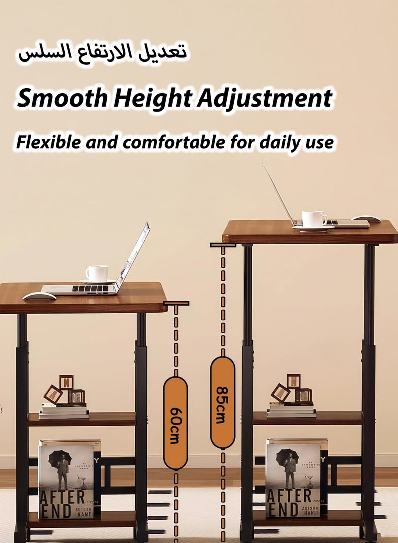 Toshionics Mobile Standing Desk Height Adjustable Bedside Laptop Table with Wheels, Foldable Multifunctional Side Table Computer Desk for Bedroom, Living Room, Office, Hospital & Studio (60–85cm) - Image 2